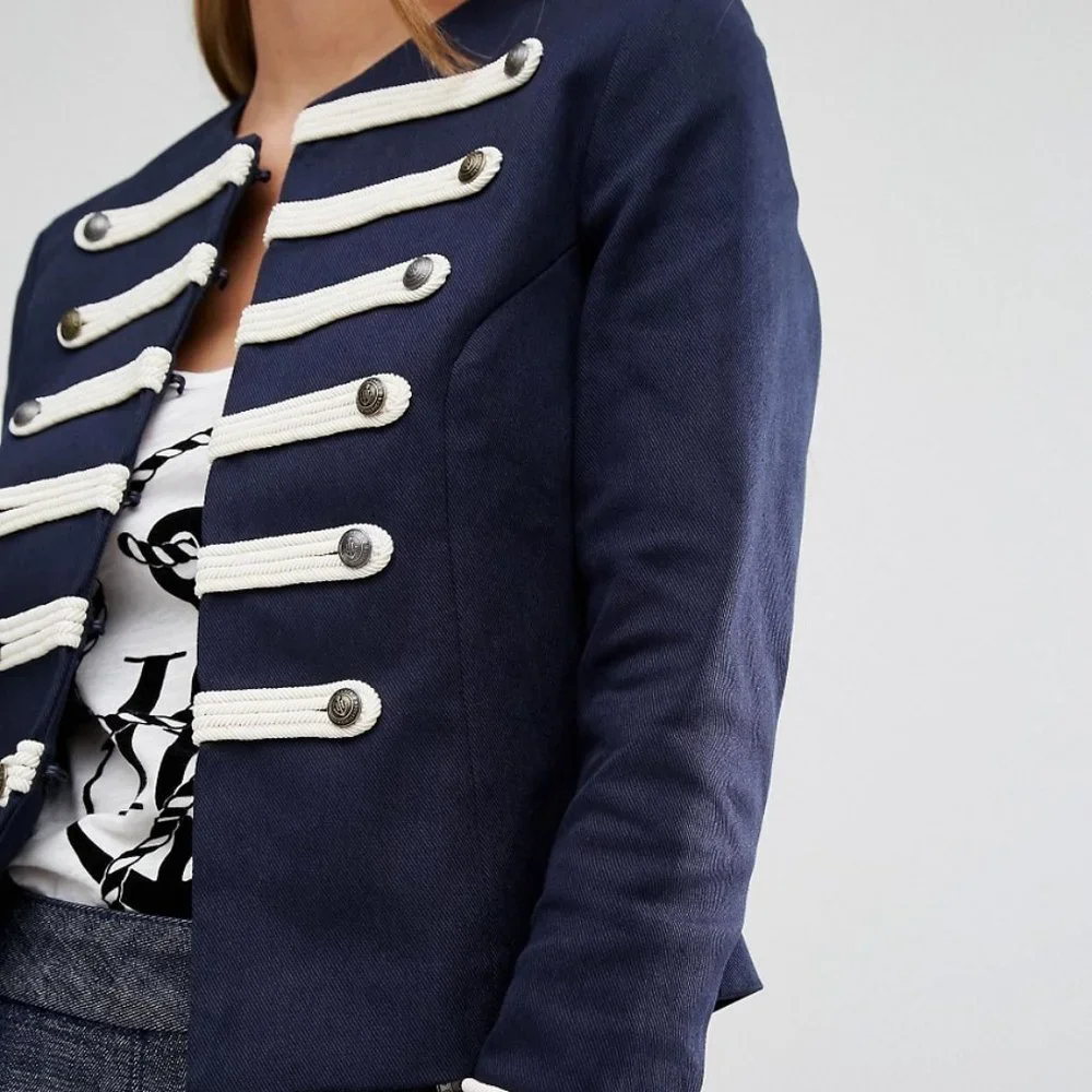 Gigi Hadid x Tommy Hilfiger Rare Navy & White Embroidered Military Jacket - Picture 7 of 10